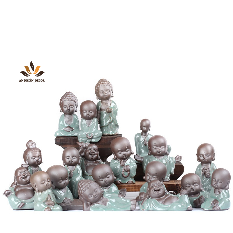 Tượng Gốm Mini Men Xanh Ngọc Bích - Trang Trí Gỗ lũa, Tiểu Cảnh