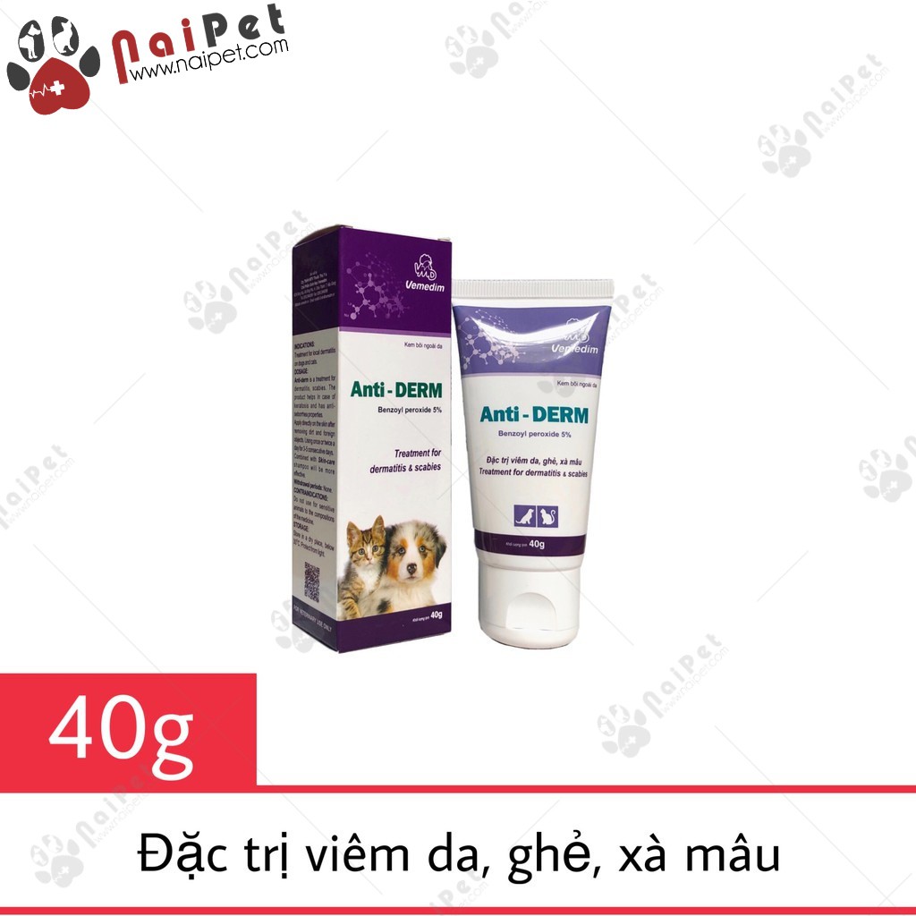 Kem Bôi Trị Viêm Da Ghẻ Xà Mâu Cho Vật Nuôi Anti Derm Vemedim 40g