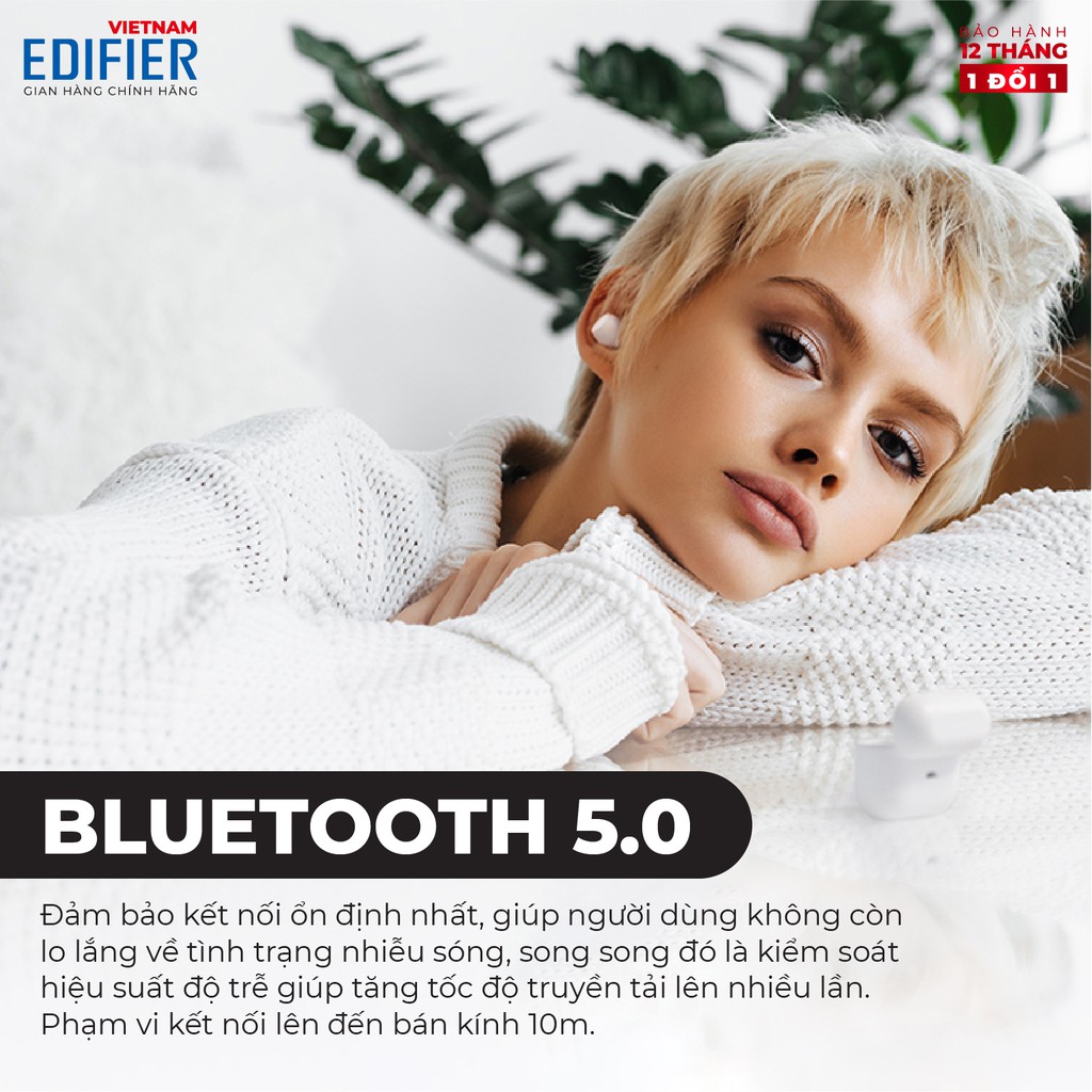 Tai nghe Bluetooth 5.0 EDIFIER X3 Âm thanh Stereo - Chống nước IP55 - Thích hợp học tập và làm việc trực tuyến (online)