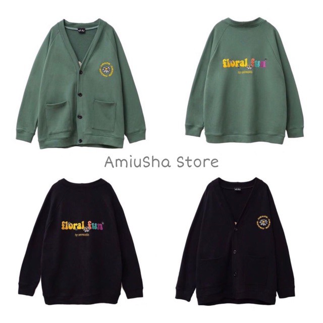 [Bán Chạy] Áo Khoác Nỉ Cardigan FLORAL Ulzzang (ẢNH THẬT)