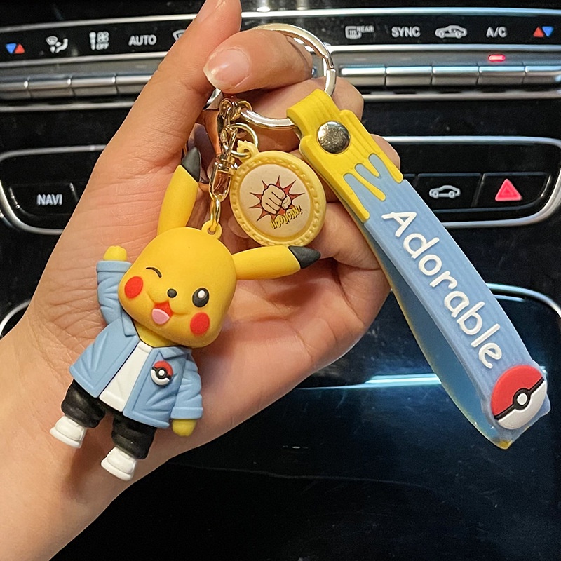 Móc khóa trang trí gắn búp bê Pikachu 3D mới