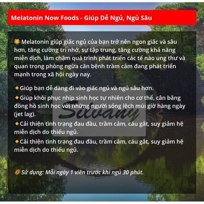 Melatonin 5mg Now Foods - Giúp Dễ Ngủ, Ngủ Sâu, Giảm Stress