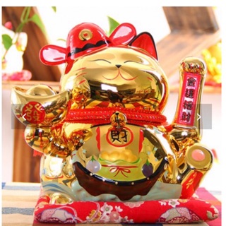 Mèo thần tài, mèo may mắn maneki neko vẫy tay 25cm