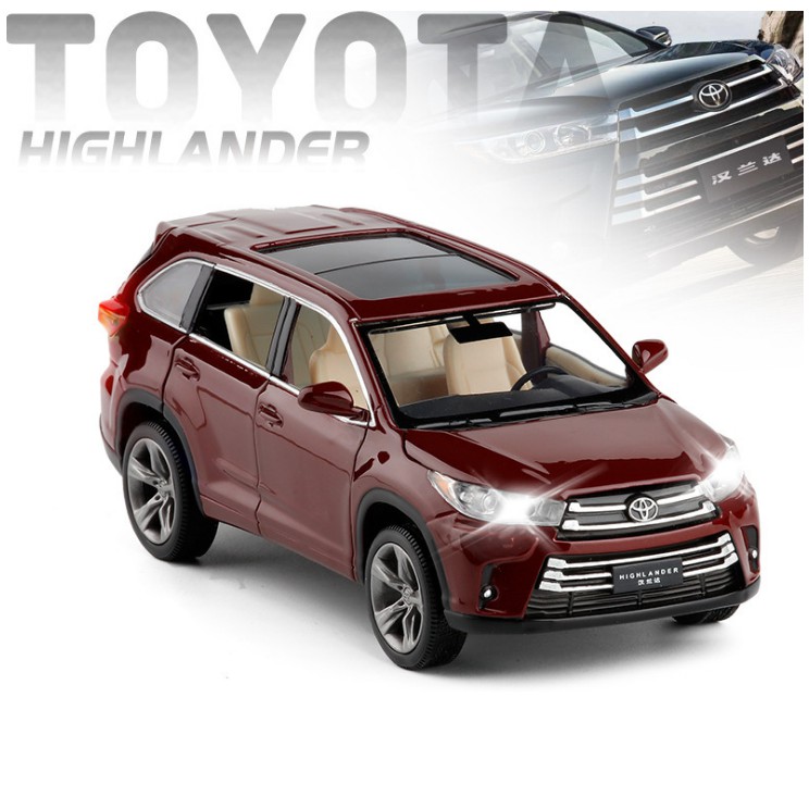 Mô hình xe ô tô Toyota Highlander tỉ lệ 1:32 - xe đồ chơi bằng kim loại chạy bằng cót có đèn và âm thanh