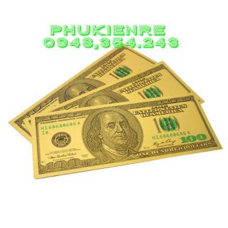 Tiền 100 USD May Mắn Mạ Vàng Plastic