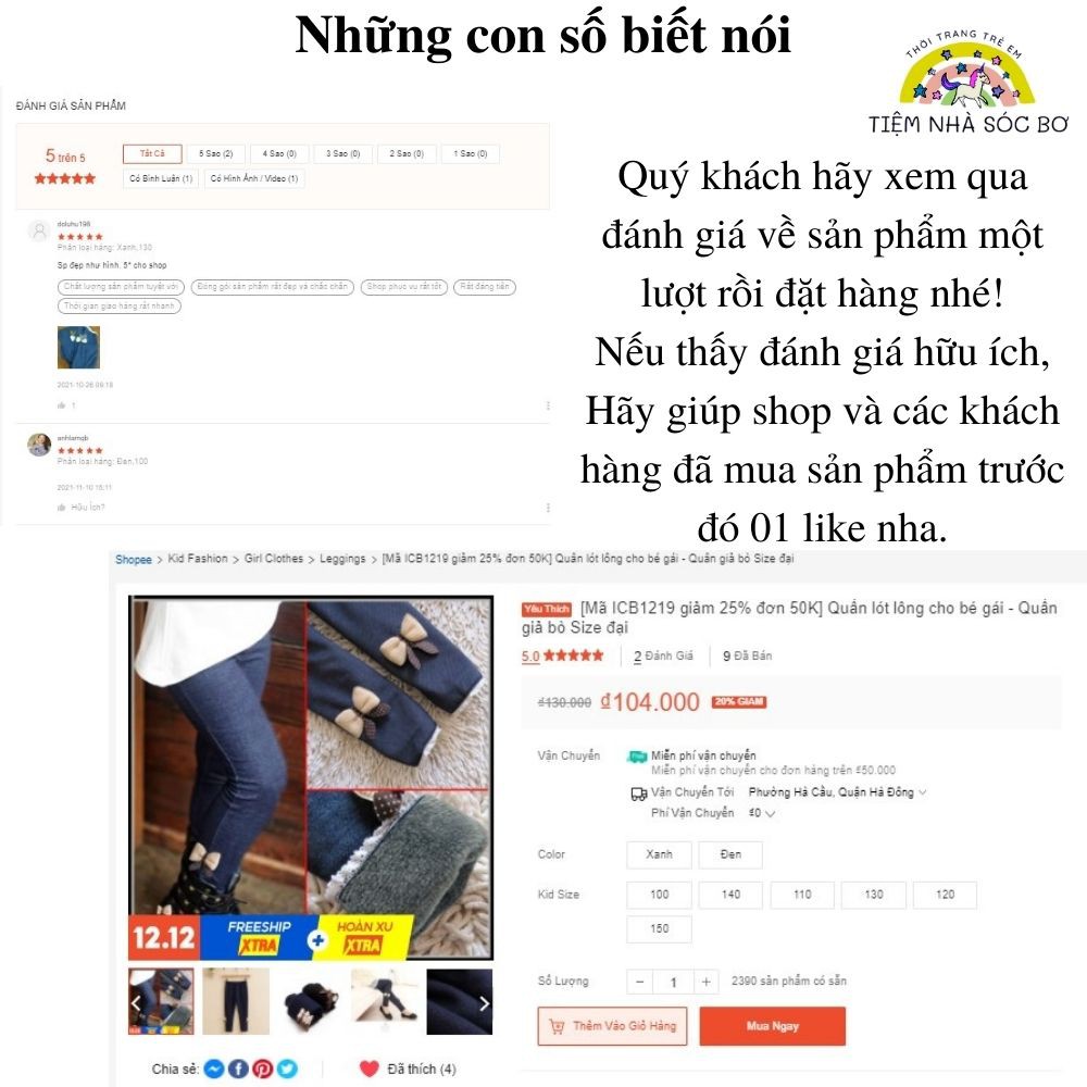Quần legging lót lông giả bò cho bé gái size đại