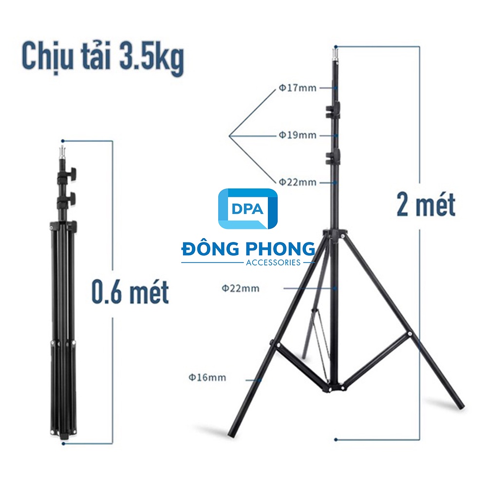 Chân Đèn Livestream, Studio, Đèn Flash Hỗ Trợ Quay Phim, Chụp Ảnh Cao 210cm