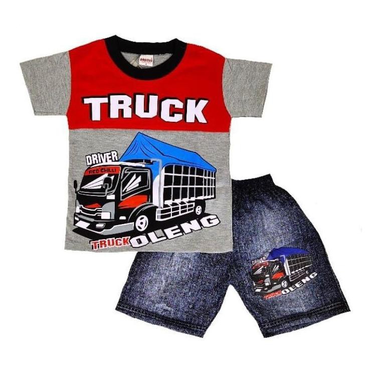 Bộ Đồ Vest In Hình Xe Tải Cho Bé Trai 2-10 Tuổi ♘