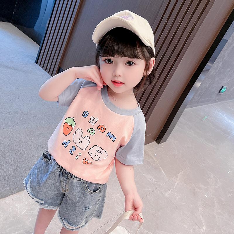 Áo Thun Cotton Tay Ngắn Phong Cách Thời Trang Hàn Nhật Mới 2022 Cho Bé Gái