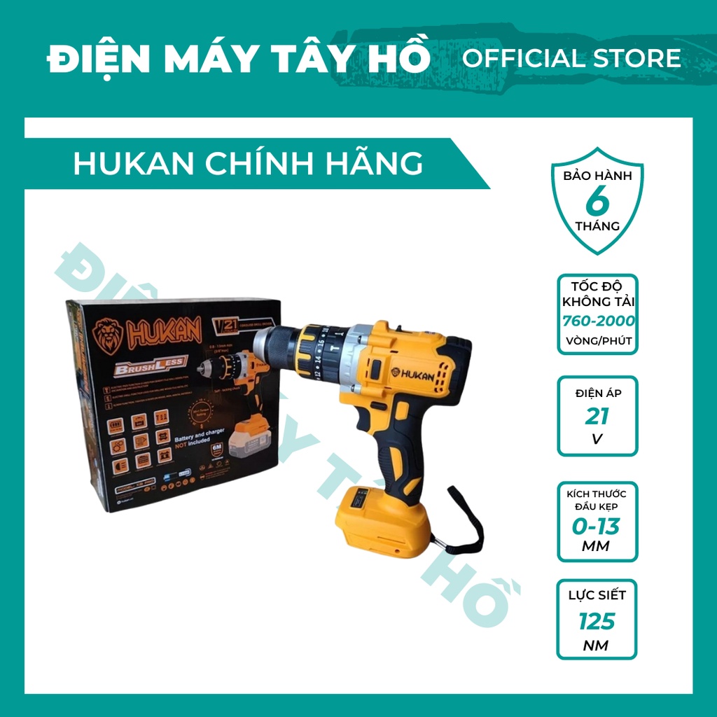 Body/ thân máy khoan pin HUKAN X8, khoan 3 chức năng đầu kẹp 13mm, lực siết 125Nm, chính hãng Hukan