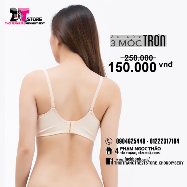 Áo Nâng Ngực Cotton 3 Móc Trơn (Kem)