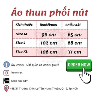 Áo thun unisex phối nút trắng đen