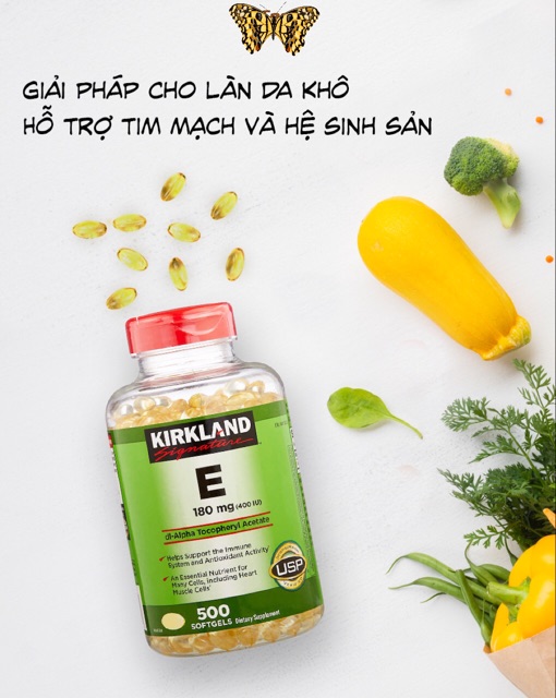 🌈🍓[HSD 08/20025] Vitamin E 400 IU Kirkland 500 Viên Của Mỹ🌈🍒
