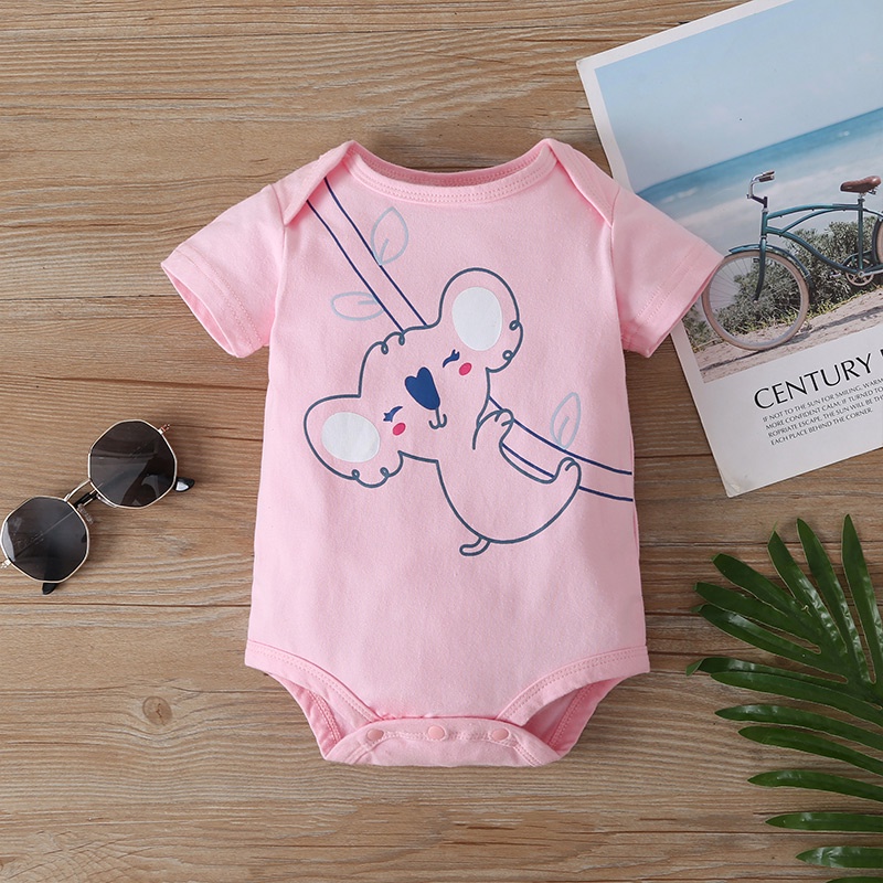 Combo bộ đồ bé gái 3-24 tháng tay ngắn Cotton hoạt hình dài tay bodysuit liền thân quần dài set mùa hè thời trang cho bé trẻ em sơ sinh