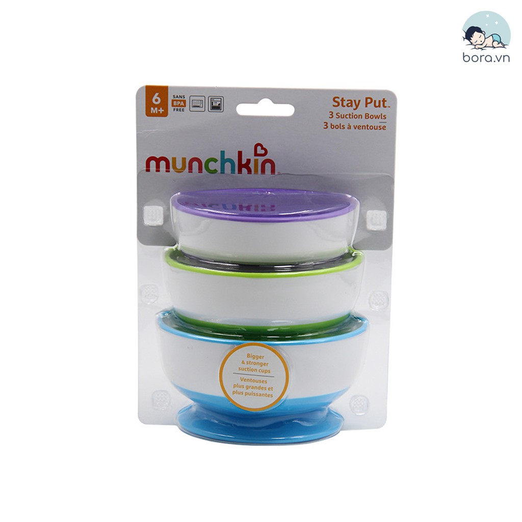 Bát ăn dặm chống đổ Munchkin, đế hút chân không