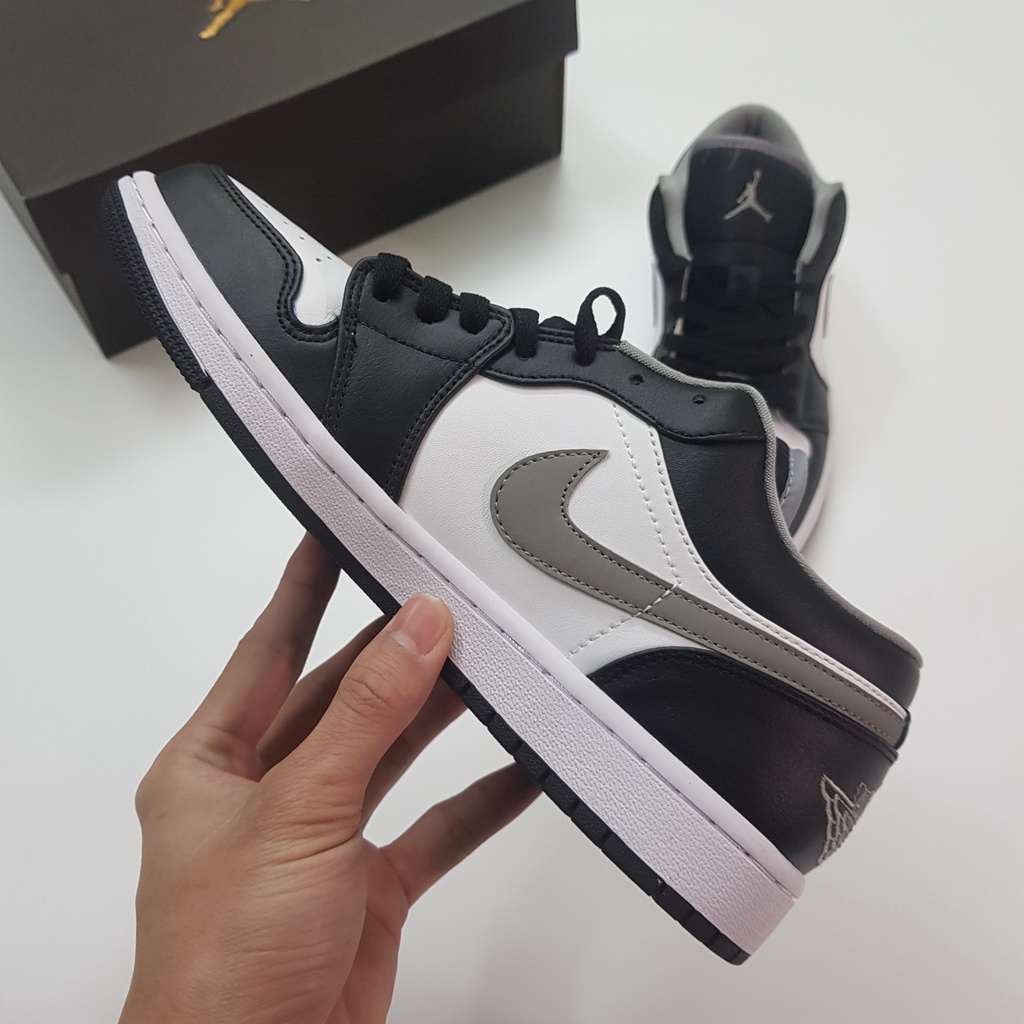 Giày Jordan 1 Low Smoke Grey 3.0 Đen Trắng Cao Cấp Fullbox, Giày thể thao jordan 1 cổ thấp đen trắng da nhăn, lót 2 lớp