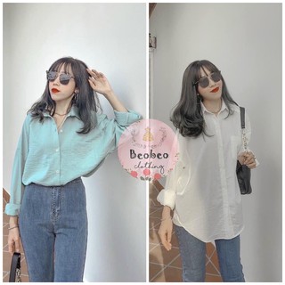 [Ảnh thật] Áo sơ mi oversize có túi 2 màu ulzzang