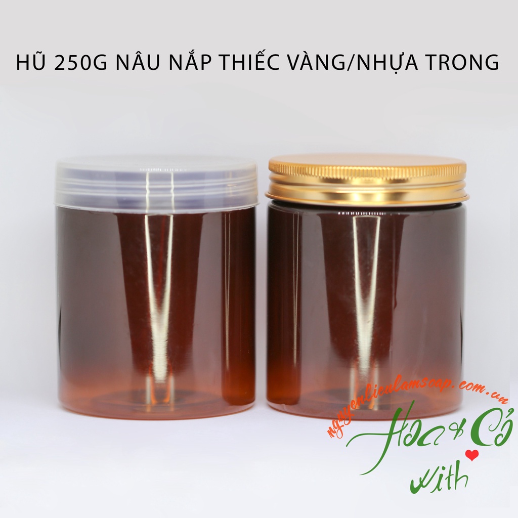 Hũ Nhựa Nâu Nắp Màu