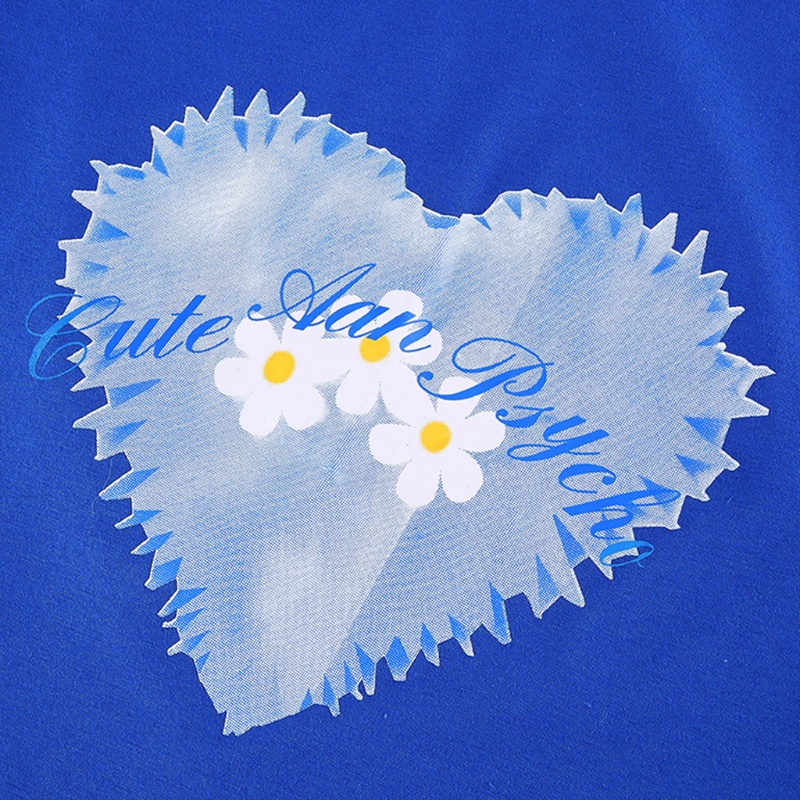 Áo Thun Croptop Tay Ngắn Cổ Tròn In Họa Tiết Trái Tim Phối Màu Tương Phản Phong Cách Harajuku Thời Trang Mùa Hè Cho Nữ