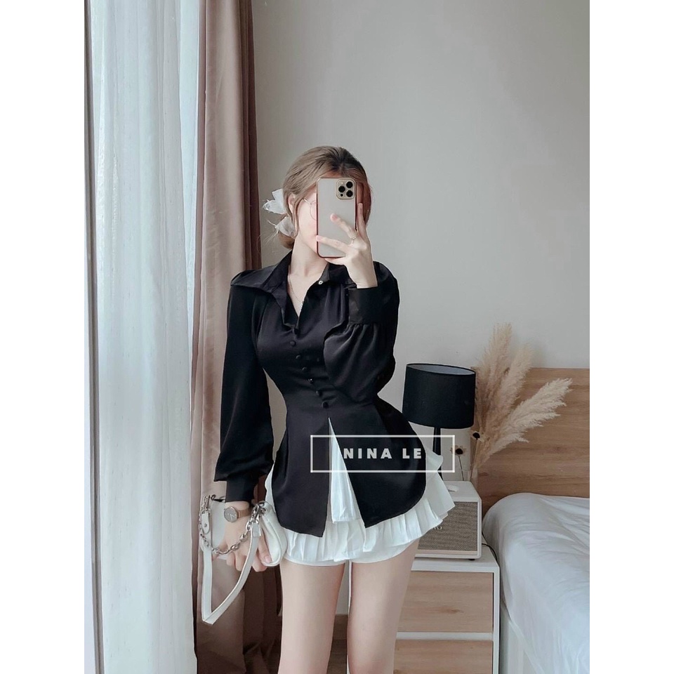 Aó Sơ Mi Kiểu Nút Bọc Nơ Sau Lưng TH104( VIDEO TỰ QUAY) | BigBuy360 - bigbuy360.vn