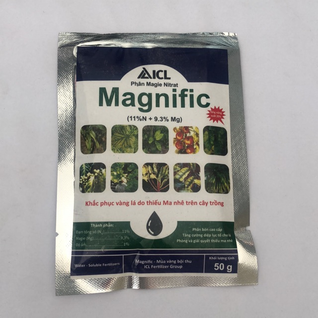 Phân Magie Nitrat ( 11%N + 9.3% Mg) khắc phục vàng lá do thiếu Magie trên cây trồng.