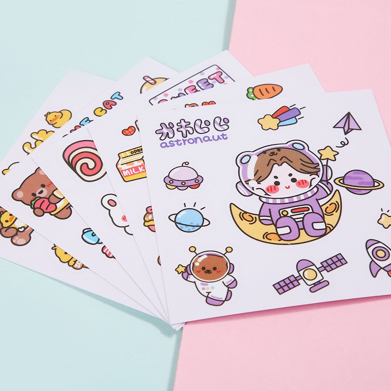 🍉Sticker Cute Cao Cấp Dán Cốc, Vở, Bình Nước, Hộp Bút 6*6cm Họa Tiết Hoạt Hình DUASHOP