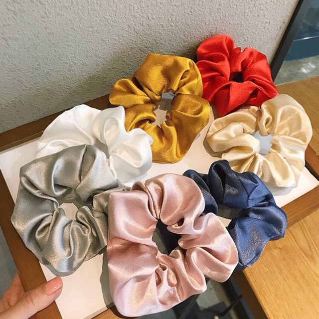 Chun cột tóc Scrunchies vải satin bóng