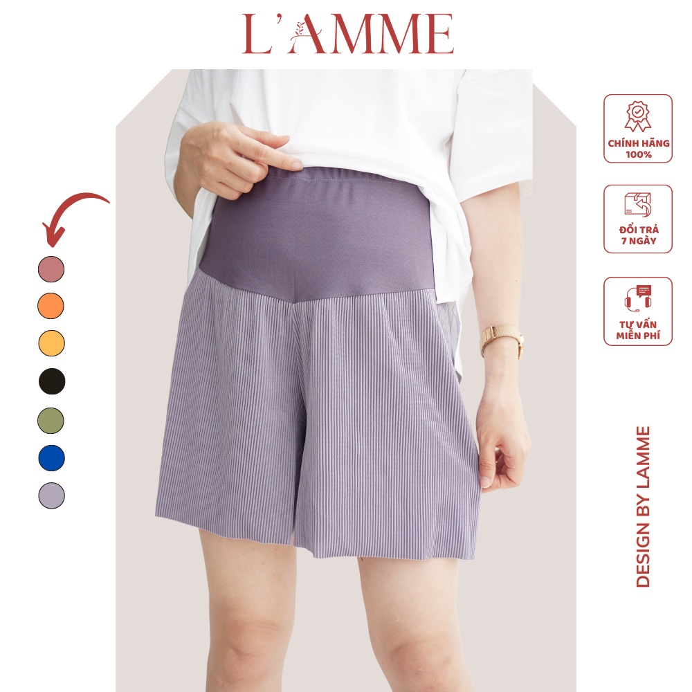 Quần đùi bầu Rainbow chất lụa dập ly thoáng mát,có dây chun điều chỉnh, dễ mix đồ thiết kế bởi LAMME