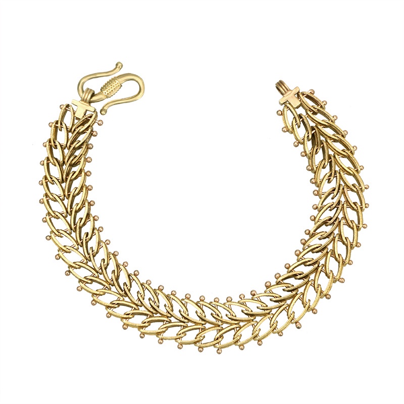 Vòng tay xương cá bằng đồng thau phong cách hip hop