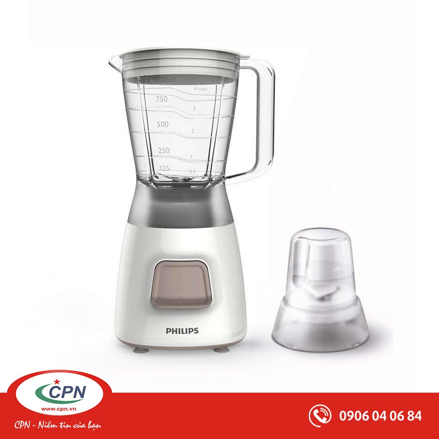 Máy xay sinh tố cầm tay Philip HR2056, CS 350W, 1 tốc độ + 1 số nhồi, lưỡi dao 4 cánh, có 2 cối nhưa xay xinh tố và khô.