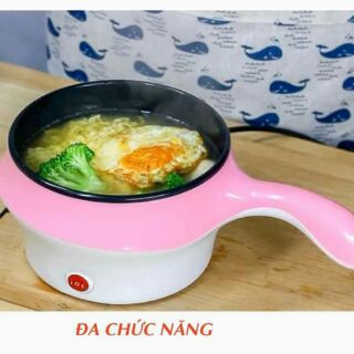 lẩu điện mini có tay cầm có xửng hấp