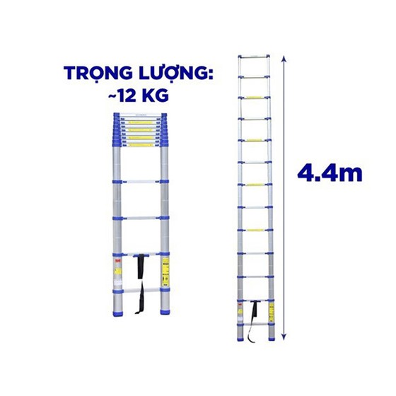 Thang nhôm rút đơn HK các loại 2.6M, 3.2M, 3.8M, 4.1M, 4.4M, 5M, 5.4M mẫu 2021, tải trọng 300k