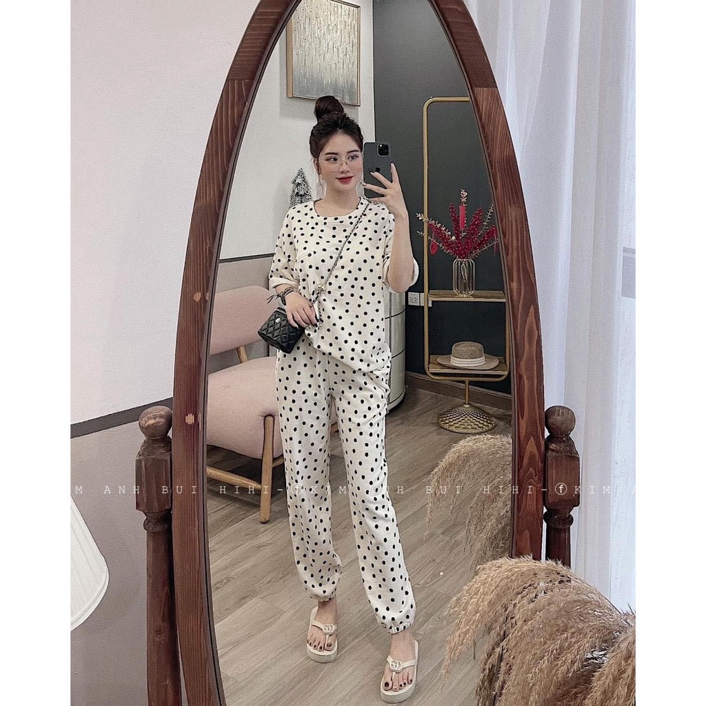 Sét bộ Chấm Bi tiểu thư quần dài