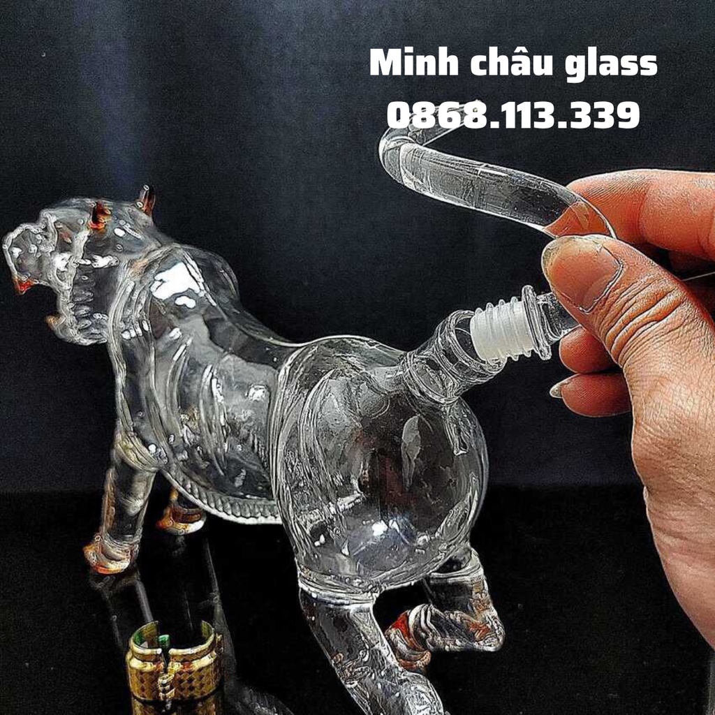 Bình đựng rượu hình con Hổ DẦN thuỷ tinh cấp làm quà tặng ý nghĩa, Tặng tân gia