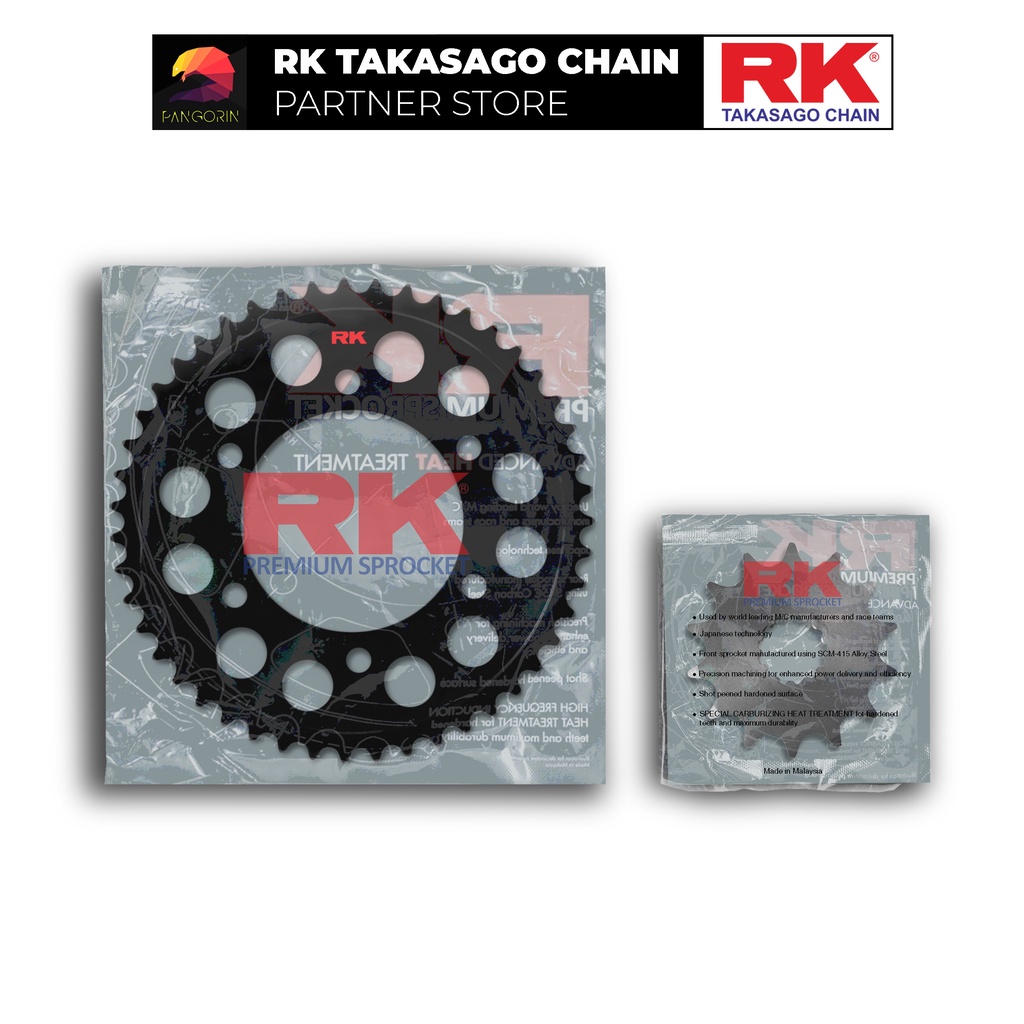 Nhông Dĩa RK Takasago phân khối lớn Triumph Street Scrambler, chất liệu: Thép mạ màu đen, độ dày Nhông Dĩa: 520