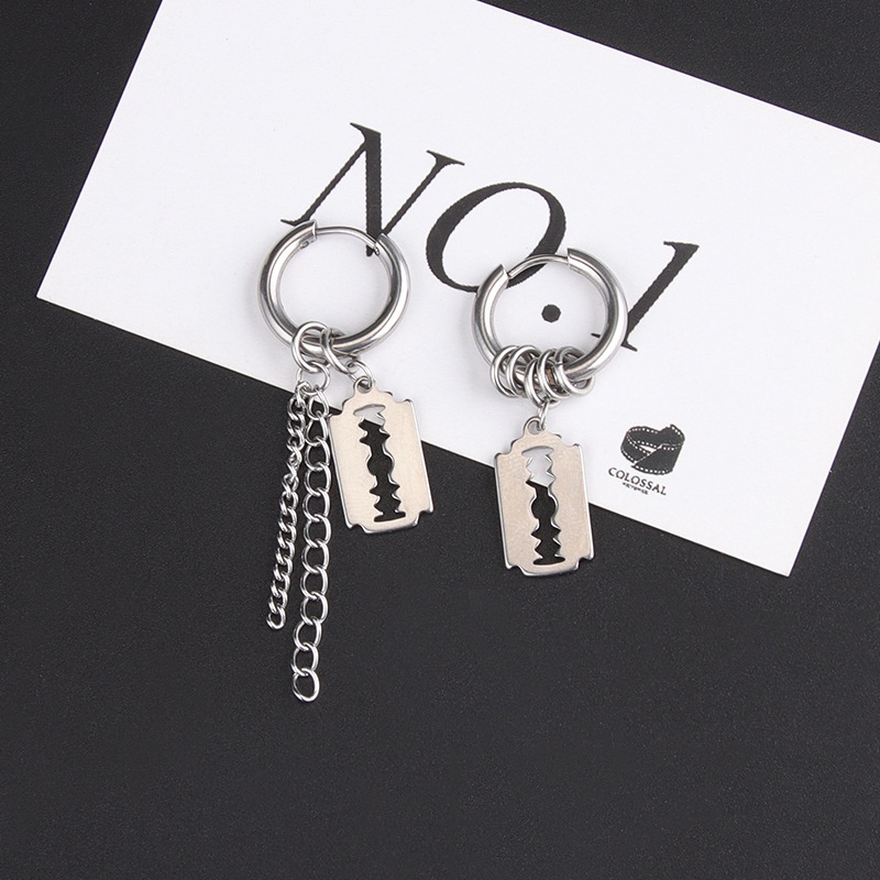 1 Khuyên Tai Tròn Dạng Xích Dài Bằng Thép Không Gỉ Phong Cách Punk Hip Hop Dành Cho Nam Và Nữ