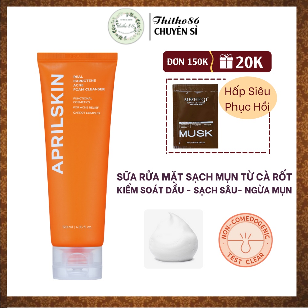 Sữa Rửa Mặt Sạch Mụn Từ Cà Rốt APRILSKIN Carrot Acne Foam Cleanser 120ml