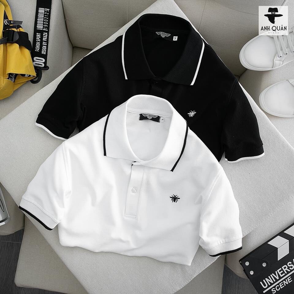 Áo Thun Nam Ngắn Tay Cổ Bẻ Áo Polo Nam Thêu Logo Nhện Áo Phông Nam In Hình Bo Tay Chất Vải Cotton AC43 | BigBuy360 - bigbuy360.vn