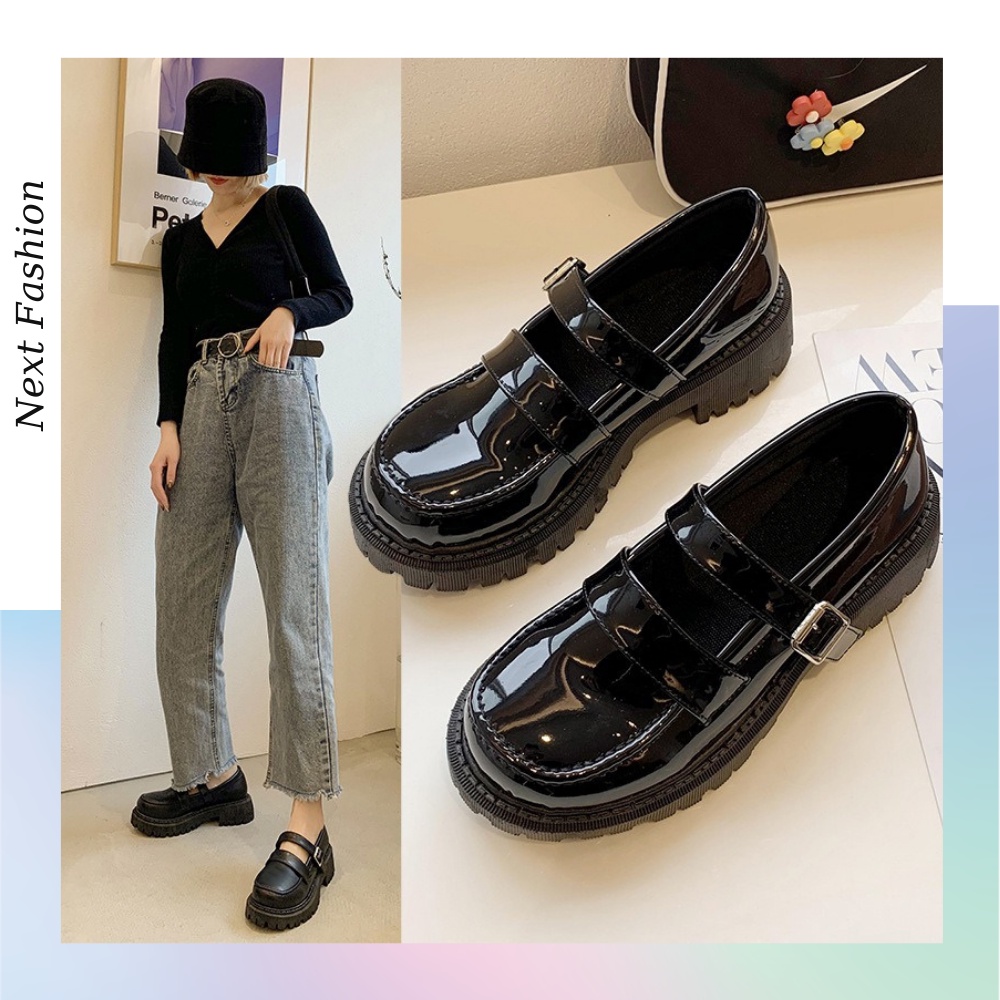 Giày da đế dày mũi tròn phong cách Retro Nhật Bản - Next Fashion G04
