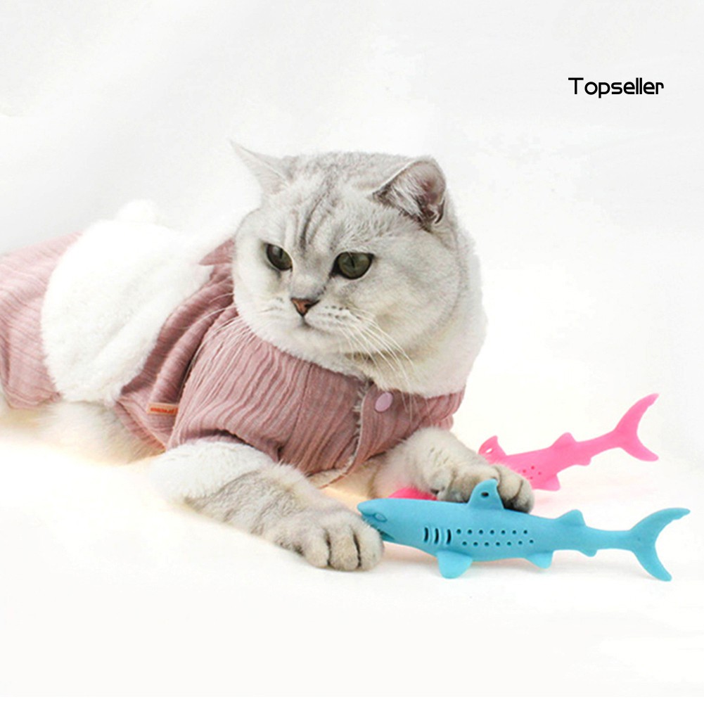 Đồ Chơi Nhai Gặm Hình Cá Mập Bằng Silicone Cho Mèo