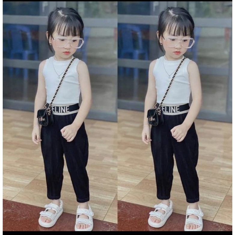 Quần baggy nữ cho bé gái 20-40kg, quần nữ lưng chun, cạp chữ chất umi hàn, mềm mịn mát.