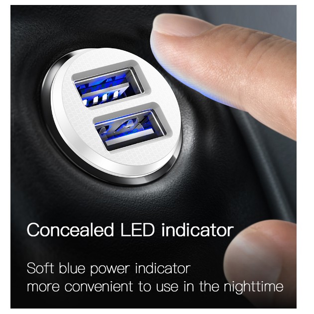 Tẩu sạc ô tô 2 cổng có đèn led baseus ccall-ml01 - cốc sạc nhanh oto xe hơi có led - vienthonghn