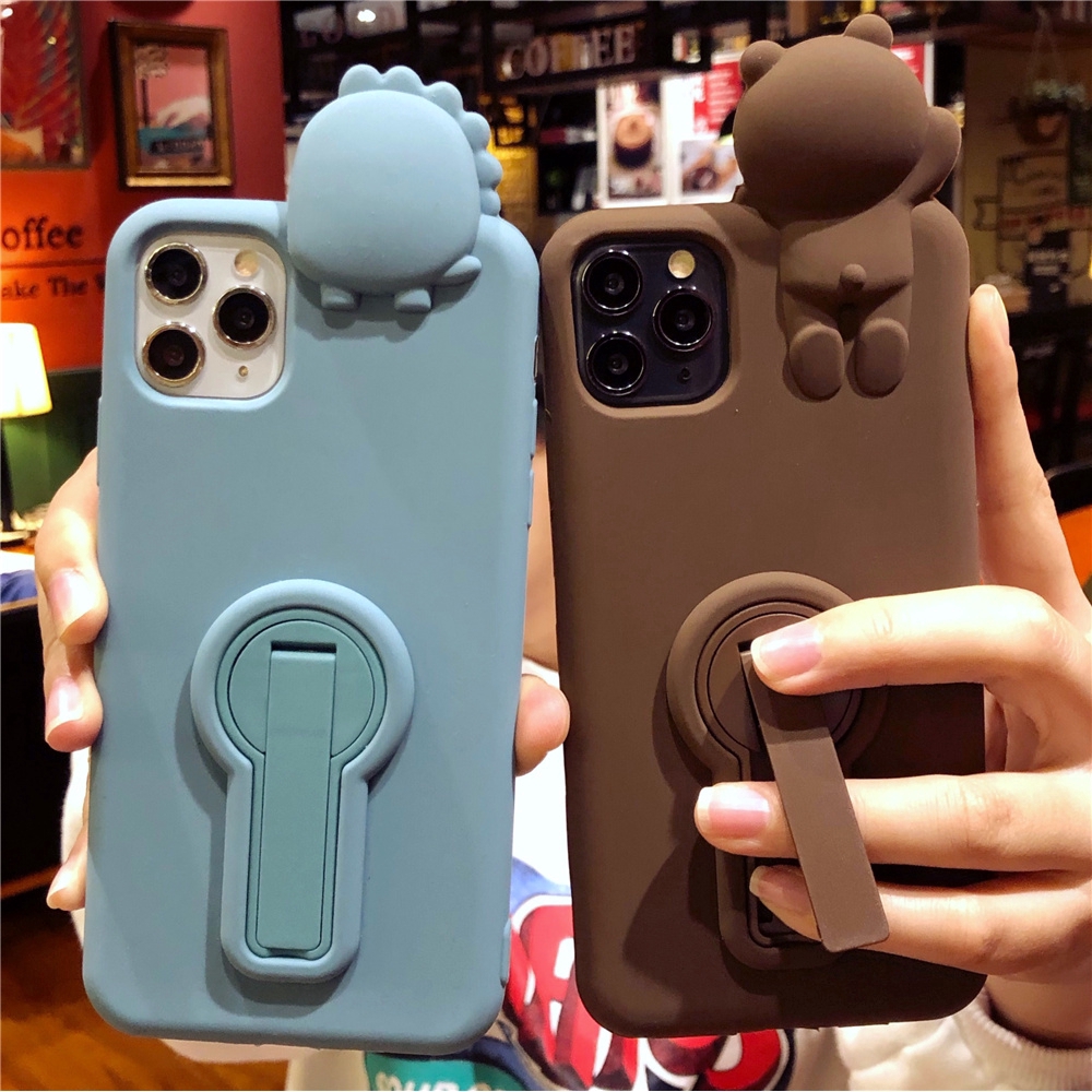 Ốp điện thoại họa tiết gấu nâu 3D thời trang dành cho iPhone 12 11 Pro Max Mini SE 2020 X XS Max XR 6 6S 7 8 Plus