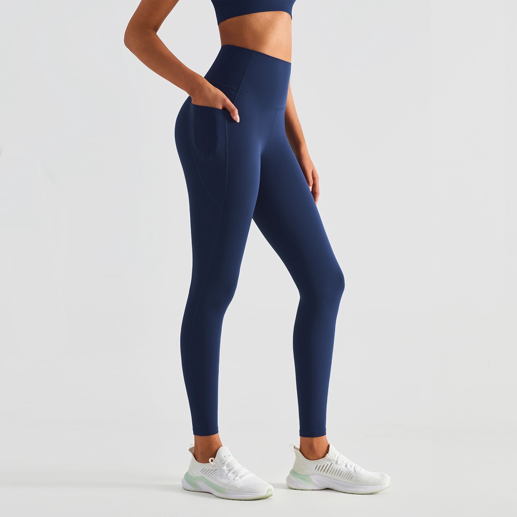 Quần legging HOPPE FUMENG dài có túi bên hông phong cách thể thao dành cho nữ