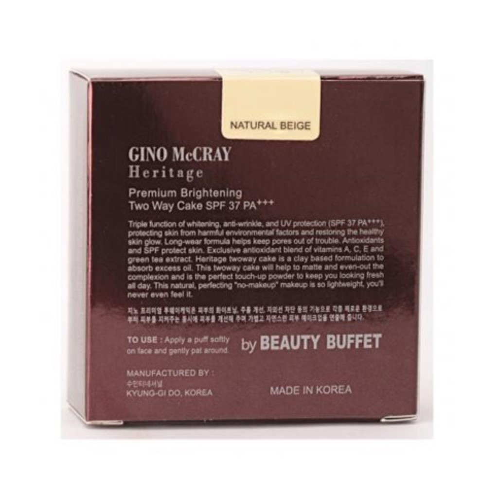 Phấn phủ GINO McCRAY Heritage BB Premium Brightening Two Way Cake SPF 37 PA+++ 14g