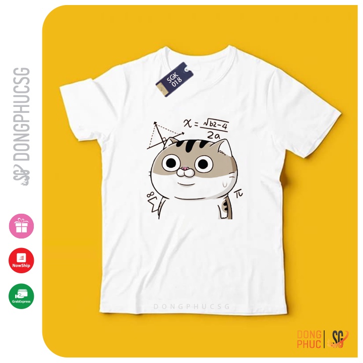 Áo thun mèo bụng bự Ami mẫu SGK018T phông unisex nam nữ thun cotton mềm mịn màu trắng | SG