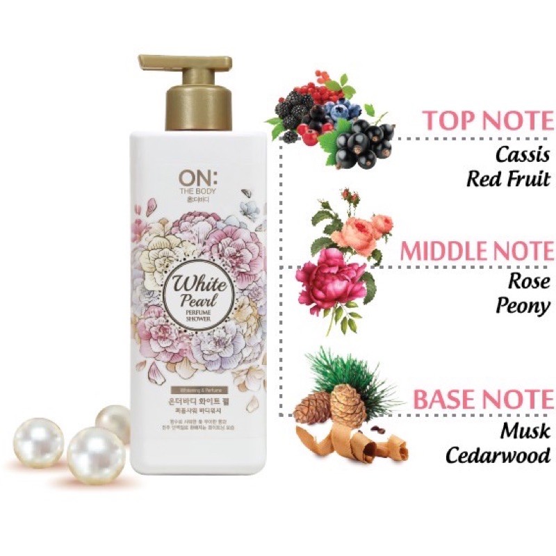 Sữa tắm dưỡng ẩm hương nước hoa On: The Body Perfume White Pearl 500g ( mầu trắng )