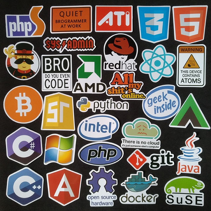 Bộ Sticker dán cao cấp chủ đề ICON CÔNG NGHỆ - Dùng dán Xe, dán mũ bảo hiểm, dán Laptop...