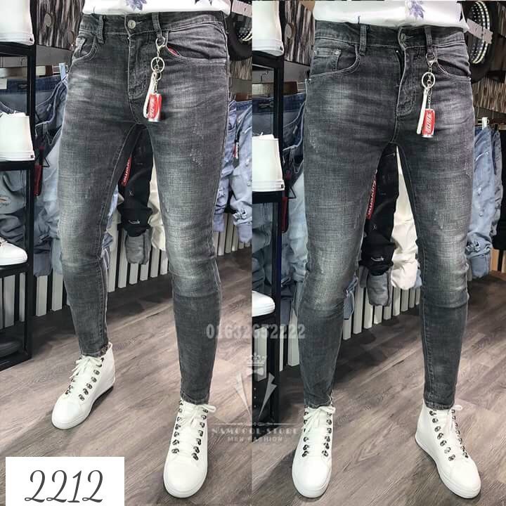 QUẦN JEAN NAM CAO CẤP CO DÃN XÁM TRẮNG XƯỢC ĐƠN GIẢN HOT TREND HỢP THOI TRANG 2212