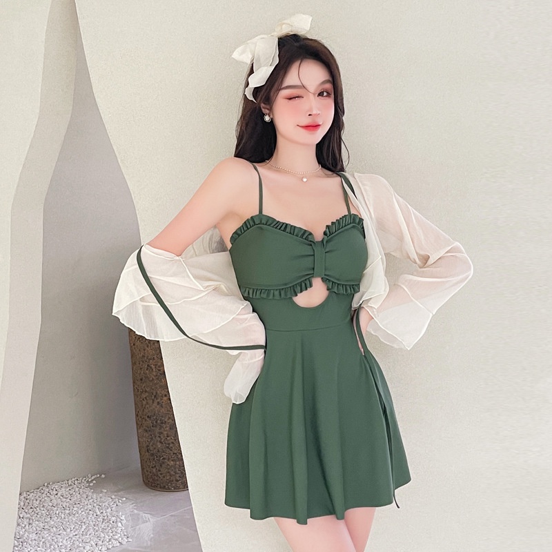Đồ Bơi Một Mảnh Tay Dài Phong Cách Thời Trang Hàn Quốc Mới Trẻ Trung Quyến Rũ